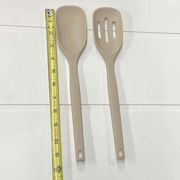 Tovolo Elements Silicone Mixing & Slotted Spoons Set of 2 Oatmeal - Picture 5 of 7